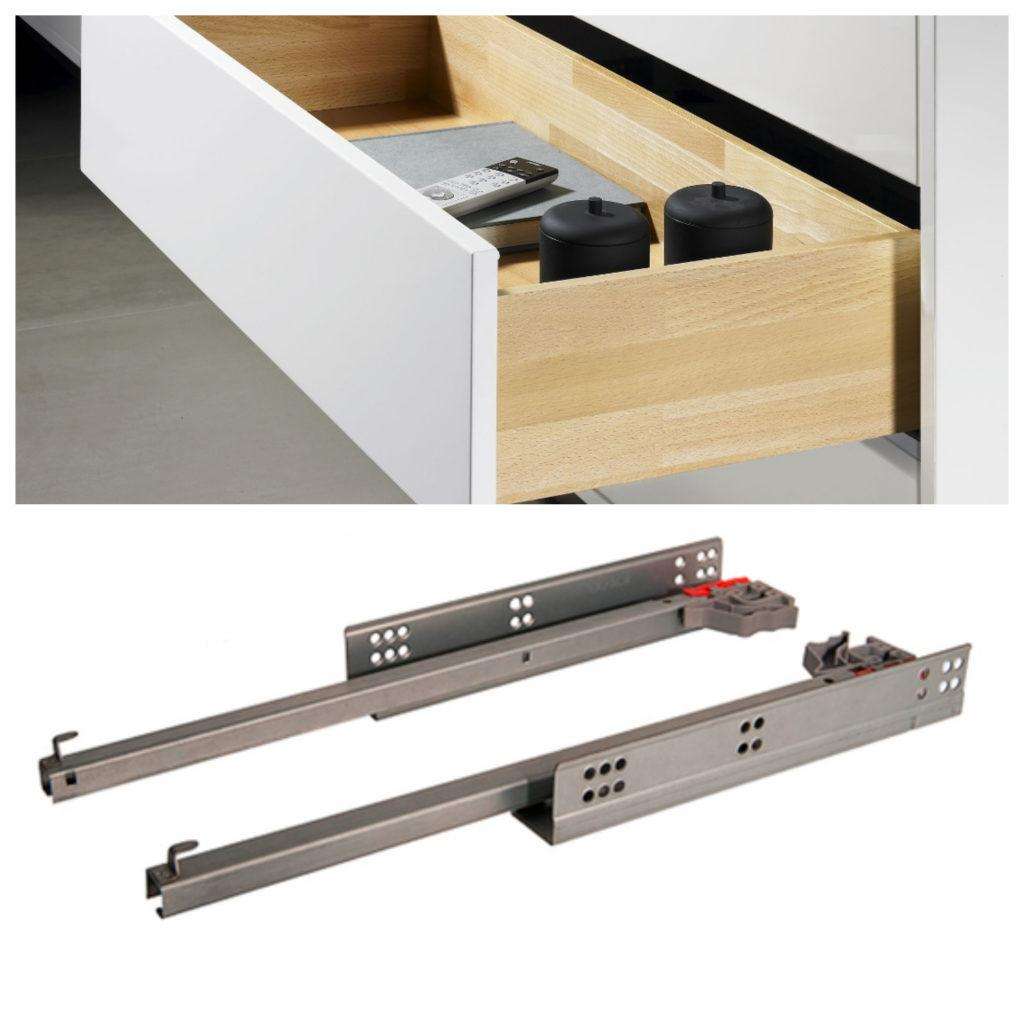 Выдвижной деревянный ящик на направляющих скрытого монтажа